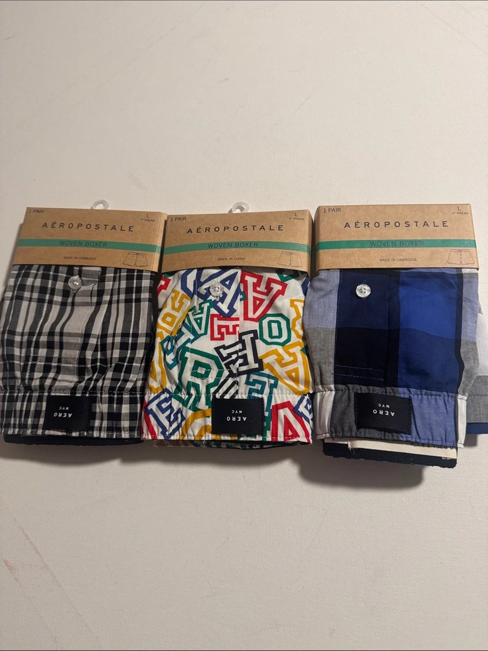 Aeropostale Boxers Mens Large 3 Pack